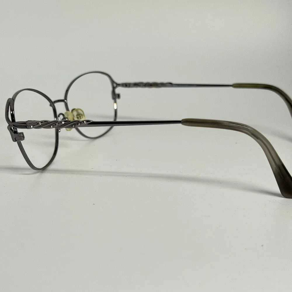 Tres Jolie by Marchon 187 434 Gunmetal Eyeglasses Frames 57-17-140 Rhinestone